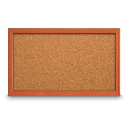 United Visual Products Slim Enclosed Corkboard, 24"x36", Gold Alum Frame/Amethyst UVEB2436-GOLD-AMETHY